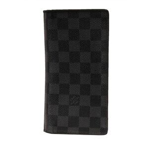Louis Vuitton Brazza Long Wallet Black Damier Graphite 16 Card Wallet Canvas